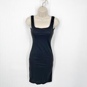 Roma Women's NEW Tank Dress Square Neckline Stretchy Ribbed Size M Black